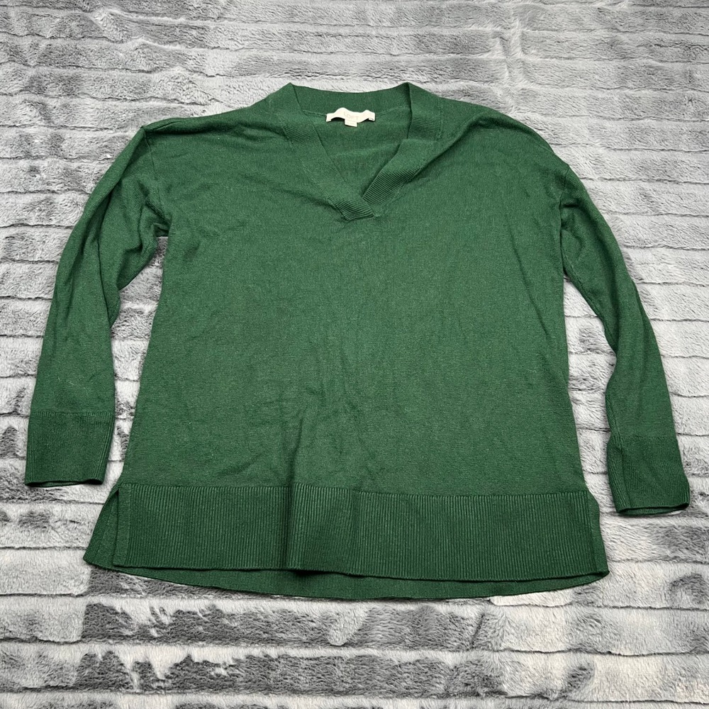Loft Womens Green V-Neck Long Sleeve Knit Sweater Size M RN140923